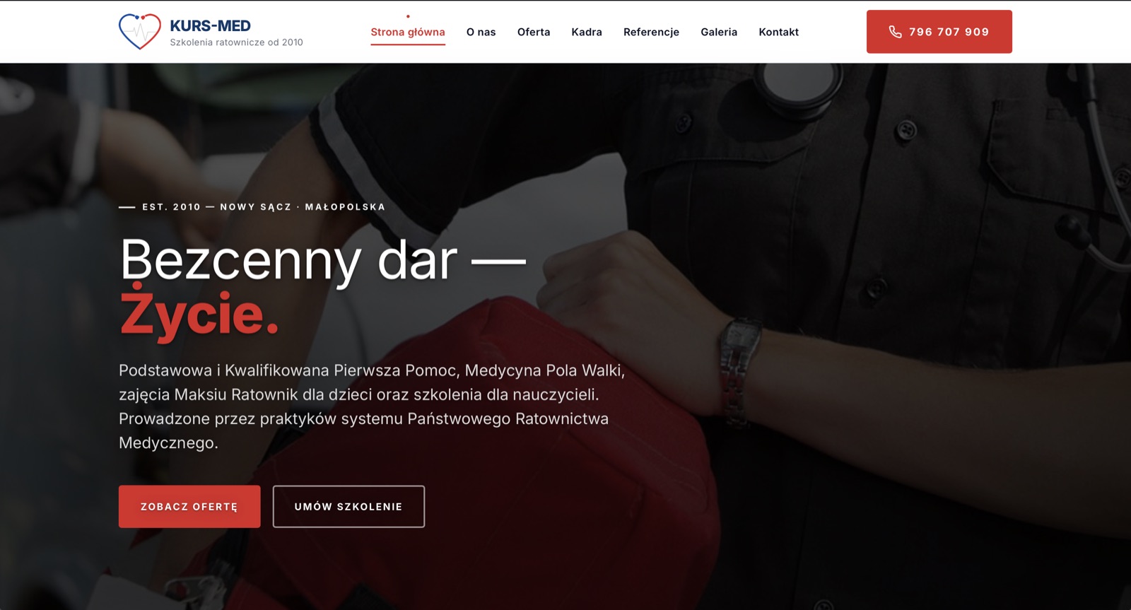 kursmed.pl – strona firmy szkoleniowej Kurs Med, realizacja ElevateWeb Studio