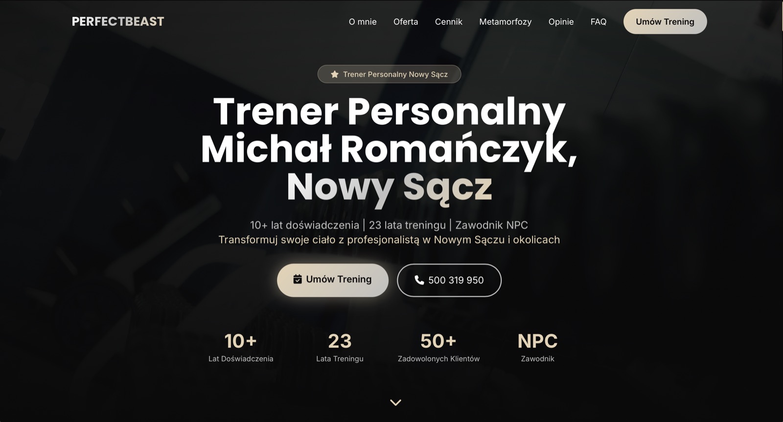 michalromanczyk.pl – strona trenera personalnego Michała Romańczyka, realizacja ElevateWeb Studio